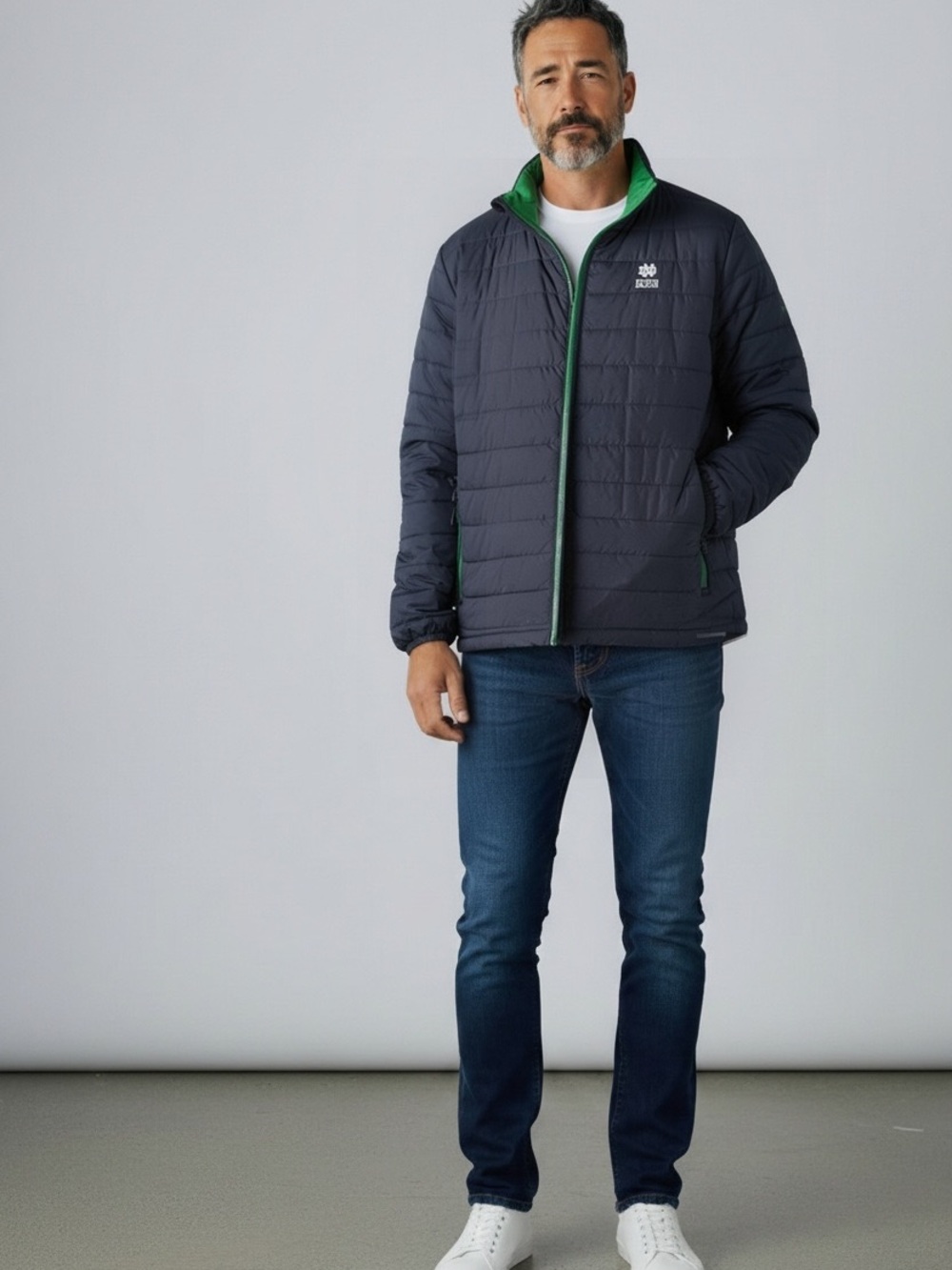 Men's Columbia Navy Notre Dame Fighting Irish Omni-Heat Reflective Jacket
